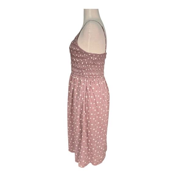 Keren Hart Mauve Polka Dot Smocked Spaghetti Strap SunDress Size Medium NWT - Picture 2 of 11